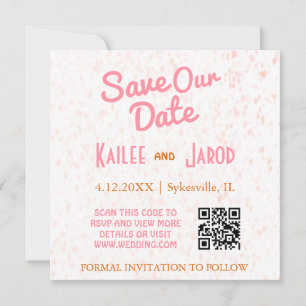 Modern Minimalist Pink and Orange Retro Save The Date