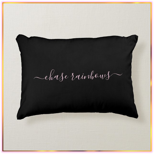 Modern Minimalist Pink & Black CHASE RAINBOWS Decorative Cushion (Creator Uploaded)