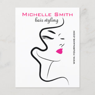 Modern Minimalist Pink Black Hair Beauty Salon  Flyer