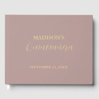 Modern Minimalist Pink Blush quinceañera Guest Book