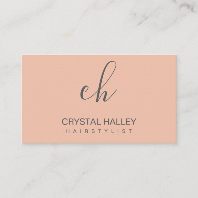 Modern Minimalist Pink Blush Rose Hair Stylist Business Card (Front)