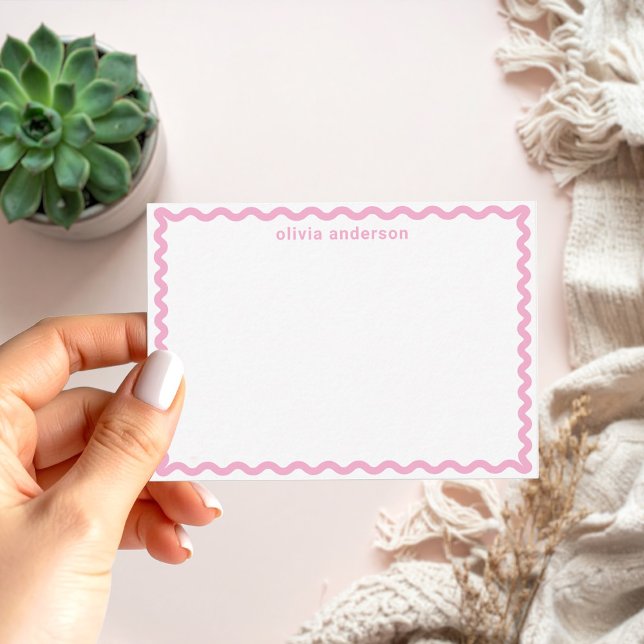 Modern Minimalist Pink Border Monogram Name Card (Creator Uploaded)