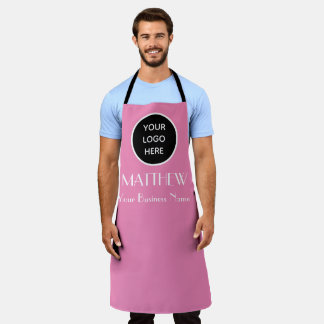 Modern Minimalist Pink Custom logo Modern  Apron