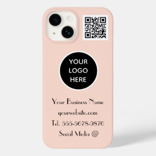 Modern Minimalist Pink Custom logo QR Code Case-Mate iPhone 14 Case