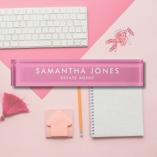 Modern Minimalist pink desk Nameplate