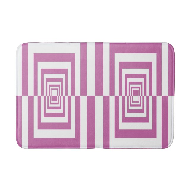 Modern Minimalist Pink Geometric Bath Mat (Front)
