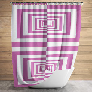 Modern Minimalist Pink Geometric Shower Curtain