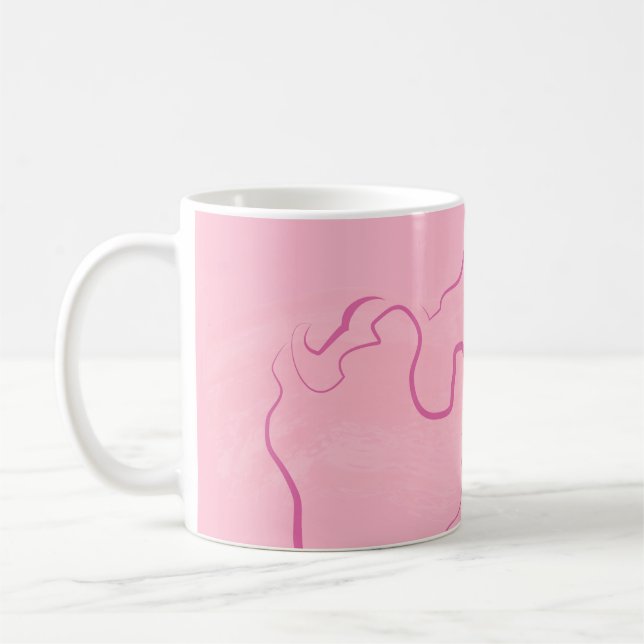 Modern minimalist pink hair styling wavy hairstyle coffee mug (Left)