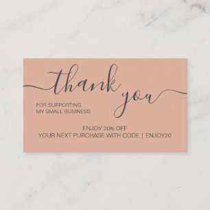 Modern Minimalist Pink Order Thank You Business Card