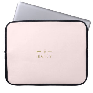 Modern Minimalist Pink Personalized Laptop Sleeve