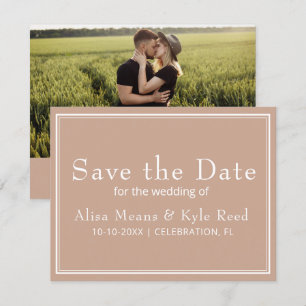 Modern Minimalist Pink Photo Save the Date