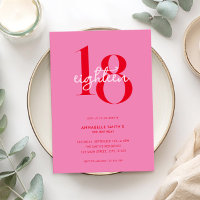 Modern Minimalist Pink Red 18th Birthday