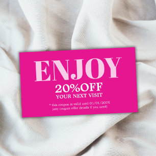 Modern Minimalist Pink Rose Bold Beauty Discount Card