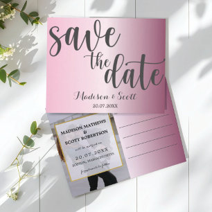 Modern minimalist Pink Save the Date Announcement Postcard