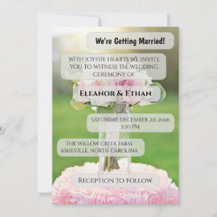 Modern Minimalist Pink Tulip & White Lilac Floral  Invitation