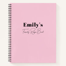 Modern Minimalist Pink Typography Recipe Book