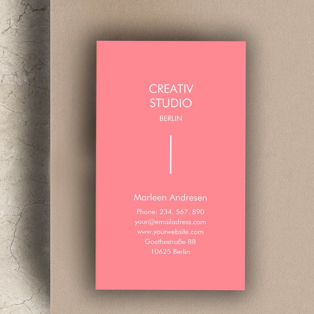 Modern Minimalist Pink White Business Card (Creator Uploaded)