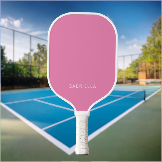 Modern Minimalist Pink White Personalised Name Pickleball Paddle (Creator Uploaded)