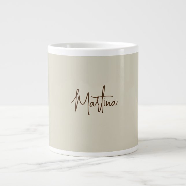 Modern Minimalist Plain Creative Calligraphy Large Coffee Mug (Front)