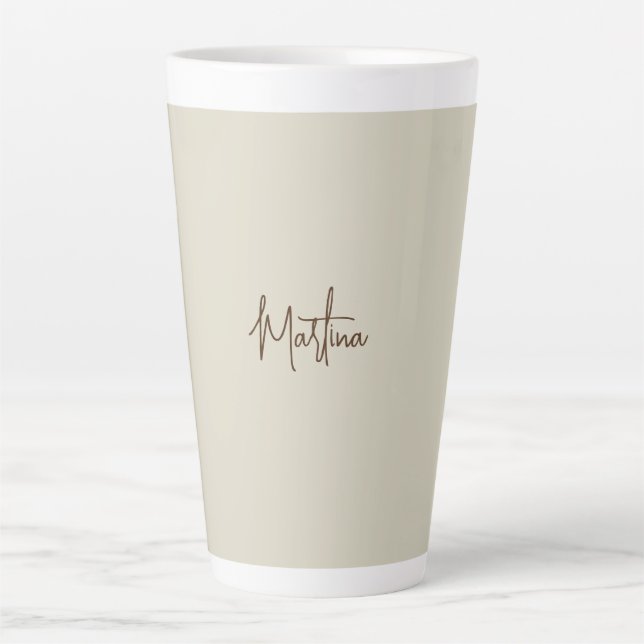 Modern Minimalist Plain Creative Calligraphy Latte Mug (Front)