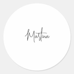 Modern Minimalist Plain Creative Calligraphy White Classic Round Sticker
