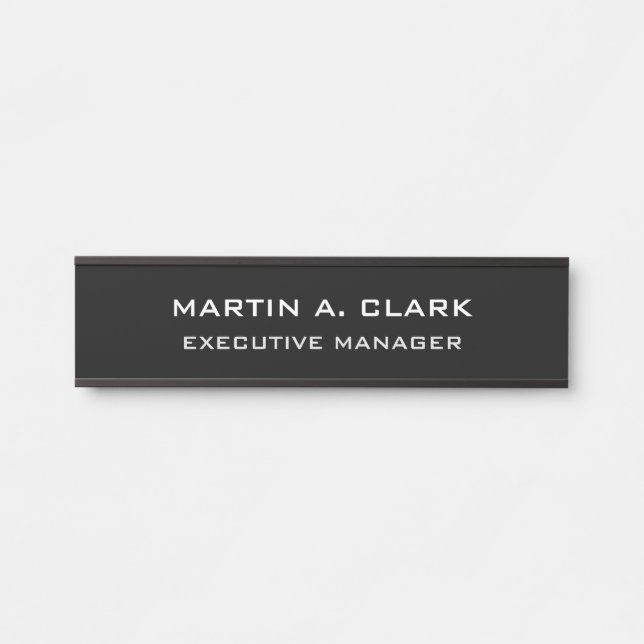 Modern Minimalist Plain Elegant Black & White Door Sign (Front)
