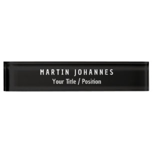 Modern Minimalist Plain Elegant Black & White Nameplate