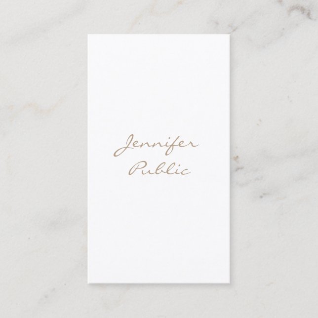 Modern Minimalist Plain Elegant Calligraphy Script Business Card (Front)