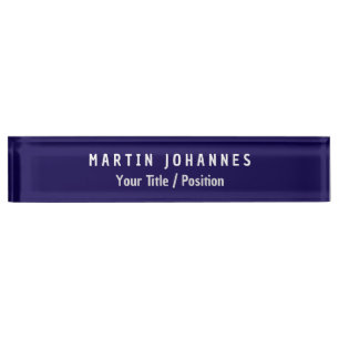 Modern Minimalist Plain Elegant Dark Blue Nameplate