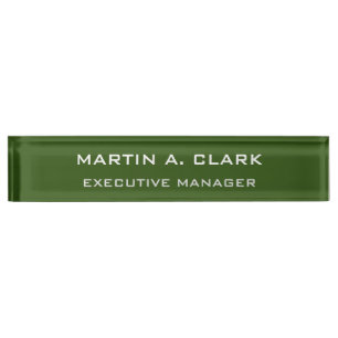 Modern Minimalist Plain Elegant Forest Green Nameplate