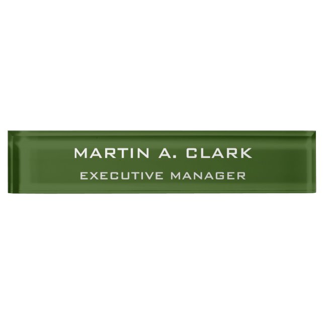 Modern Minimalist Plain Elegant Forest Green Nameplate (Front)