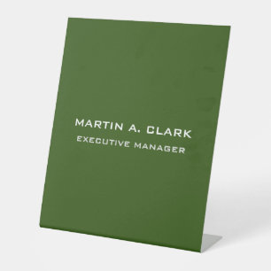 Modern Minimalist Plain Elegant Forest Green Pedestal Sign