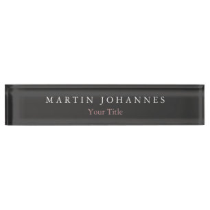 Modern Minimalist Plain Elegant Grey Nameplate
