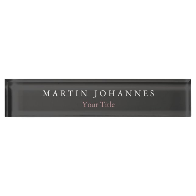 Modern Minimalist Plain Elegant Grey Nameplate (Front)