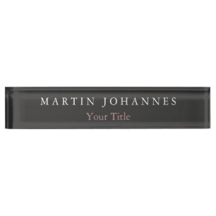 Modern Minimalist Plain Elegant Grey Nameplate