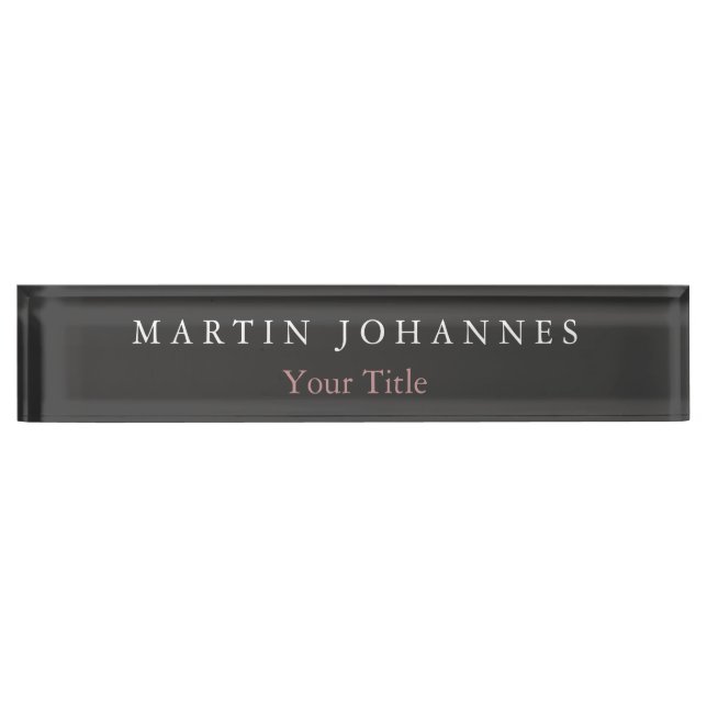 Modern Minimalist Plain Elegant Grey Nameplate (Front)