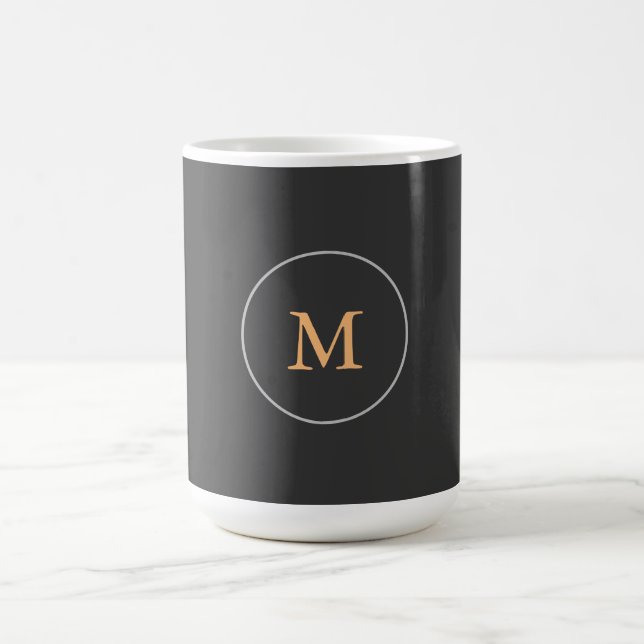 Modern Minimalist Plain Elegant Monogram Grey Coffee Mug (Center)
