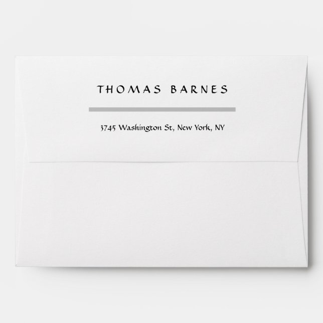 Modern Minimalist Plain Elegant Personalised Envelope (Back (Top Flap))