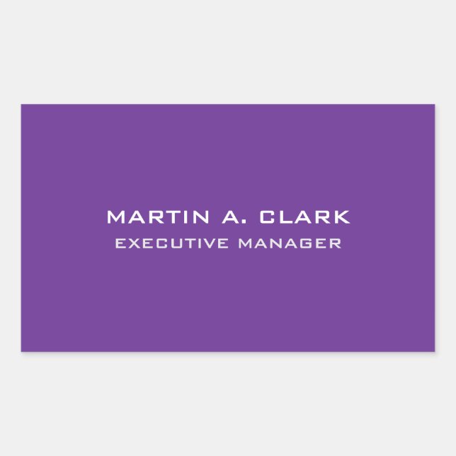 Modern Minimalist Plain Elegant Royal Purple Rectangular Sticker (Front)