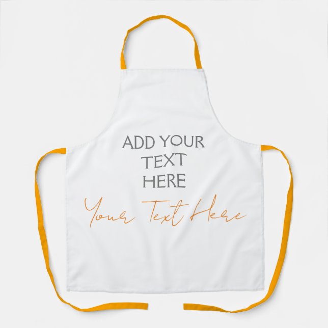 Modern Minimalist Plain Personalised Add Text Apron (Front)