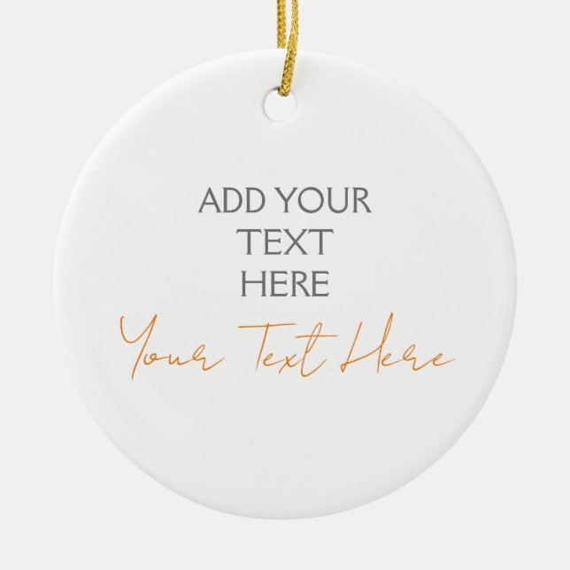 Modern Minimalist Plain Personalised Add Text Ceramic Ornament (Front)