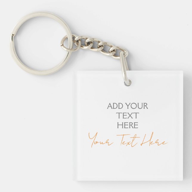 Modern Minimalist Plain Personalised Add Text Key Ring (Front)