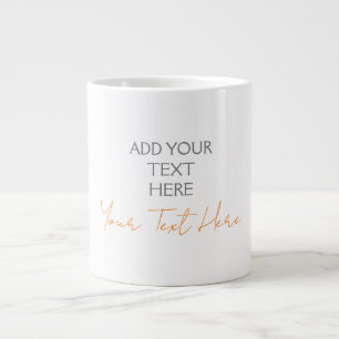 Modern Minimalist Plain Personalised Add Text Large Coffee Mug