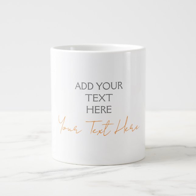 Modern Minimalist Plain Personalised Add Text Large Coffee Mug (Front)