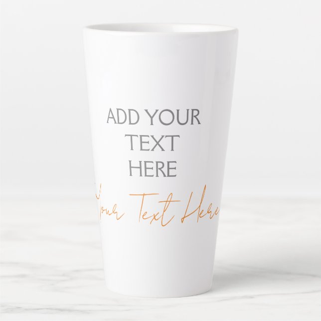 Modern Minimalist Plain Personalised Add Text Latte Mug (Front)