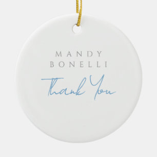 Modern Minimalist Plain Personalised Thank You Ceramic Ornament