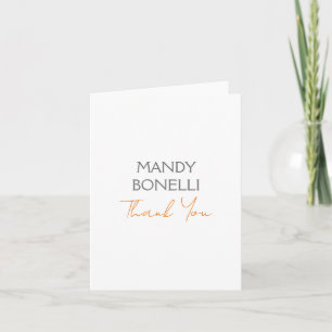 Modern Minimalist Plain Personalised Thank You Note Card