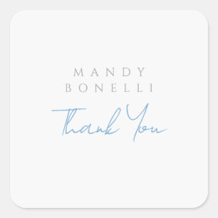 Modern Minimalist Plain Personalised Thank You Square Sticker