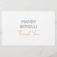 Modern Minimalist Plain Personalised Thank You