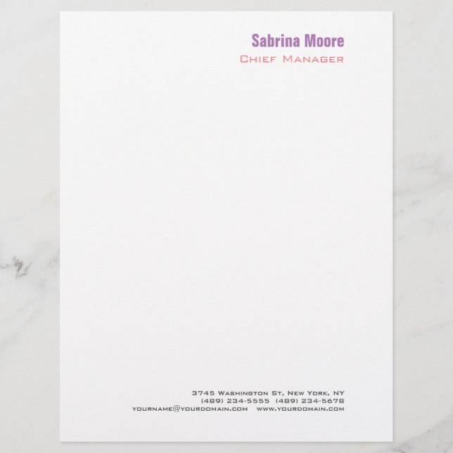 Modern Minimalist Plain Professional Custom Letterhead (Front)